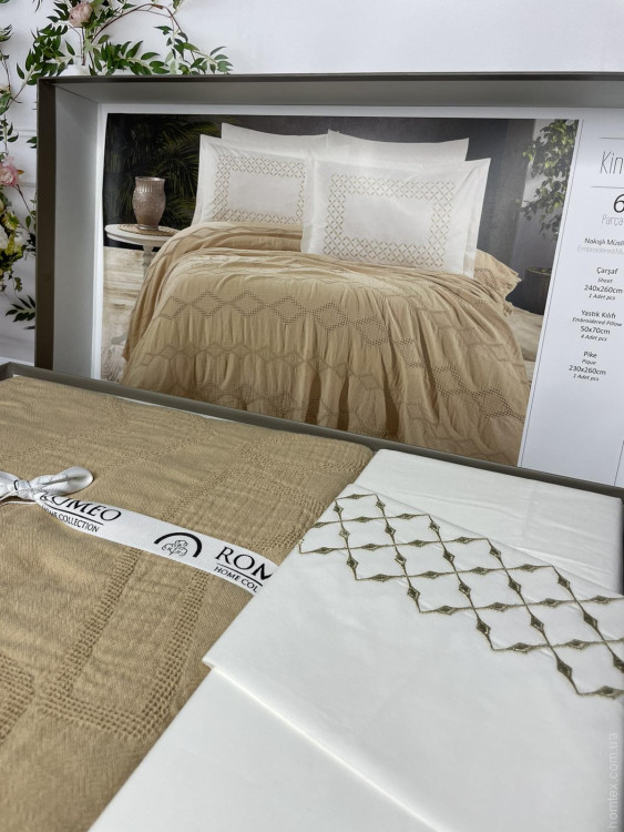 Постельное белье Romeo Home муслин с пике - покрывалом Kinetic евро