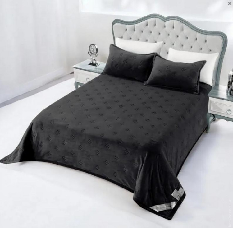 Покрывало велюровое Home textile Точки 200х230 см антрацит