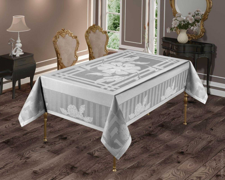 Скатертина Masali жаккардова 160х220 см модель 503 сіра