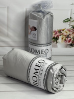 Простирадло сатинове Romeo Home 180x200+30 см з наволочками світло-сіра