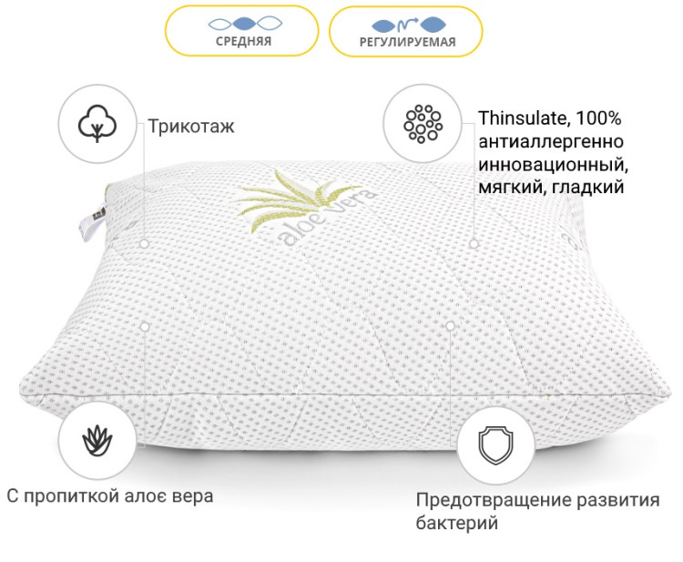Подушка антиалергенна Mirson Alberto Thinsulate 40x60 см, №773, середня