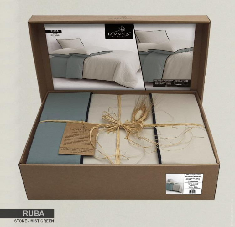 Постільна білизна La Maison варена бавовна Ruba stone - mist green євро