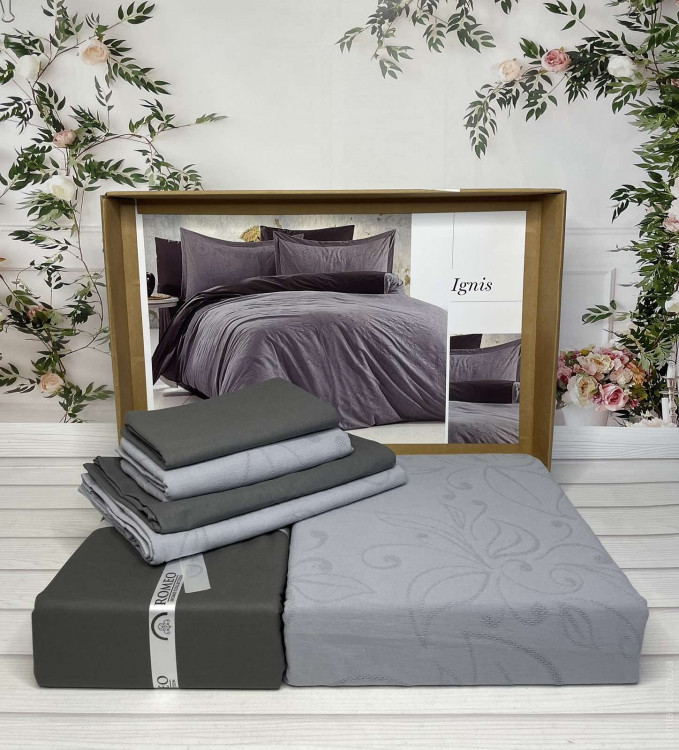 Постельное белье Romeo Home поплин+жаккард Ignis евро