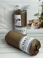 Простирадло сатинова Romeo Home 180x200+30 см з наволочками коричнева