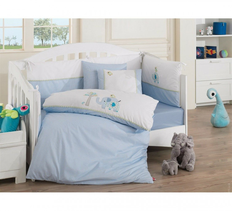 Набор Cotton Box Elephant mavi с защитой и одеялом в кроватку для новорожденных