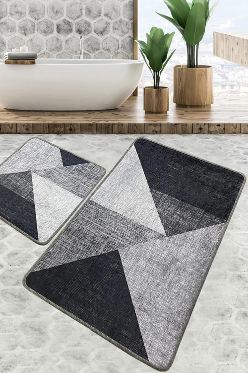 Набір килимків для ванної кімнати Chilai Home PHELL GRI 60x100 см + 50x60 см