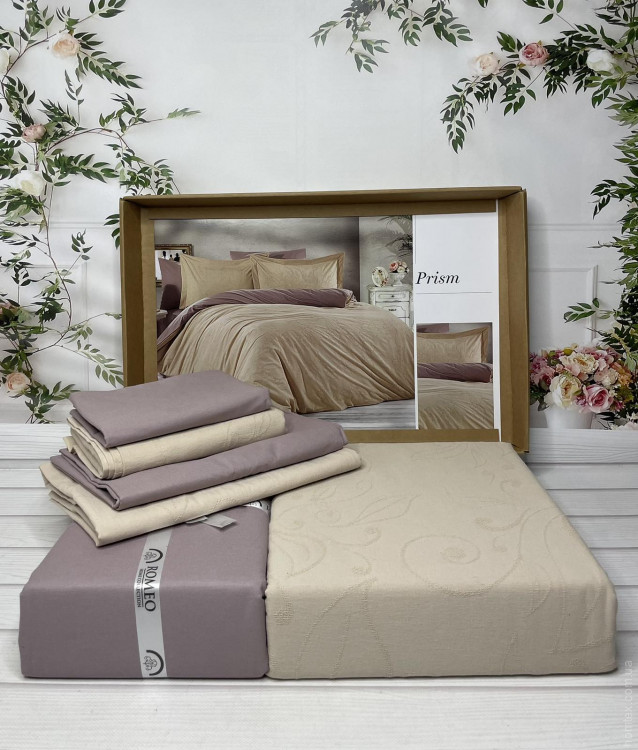 Постельное белье Romeo Home поплин+жаккард Prism евро Постельное белье Romeo Home поплин+жаккард Prism евро
