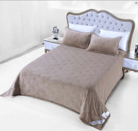 Покрывало велюровое Home textile Точки 200х230 см капучино