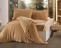 Велюровое постельное белье More Soft бежевое евро