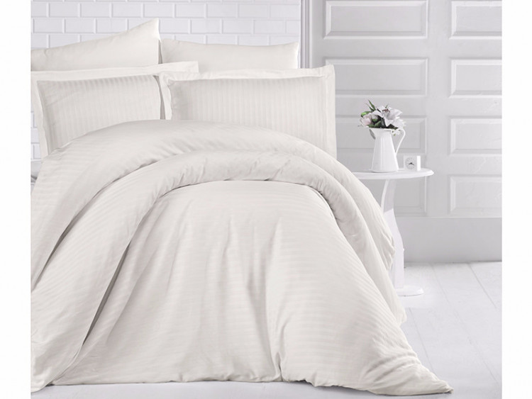 Постельное белье Saten Strip 200*220 (ТМ ARAN CLASY) Krem