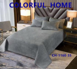 Покривало велюрове Colorful Home 210х240 см, модель СН - 1160-35,без наволочок, світло-сіре