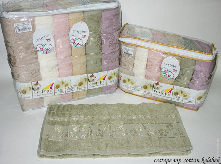 Набор махровых полотенец Cestepe VIP Cotton Kelebek из 6 штук 50х90 см