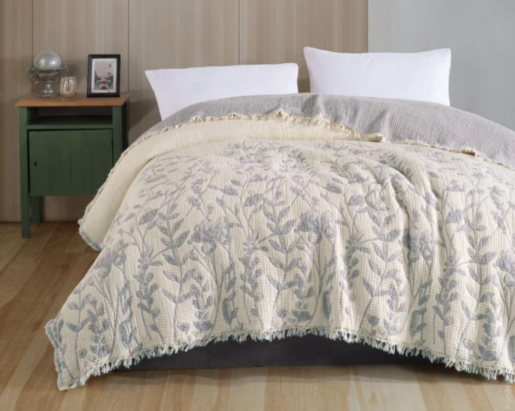 Муслиновое покрывало Moss Home 230x250 см Веточки крем - мята Муслиновое покрывало Moss Home 230x250 см Веточки крем - мята