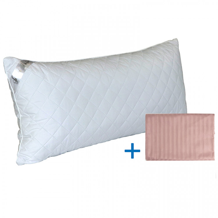 Подушка Руно Spanish Style 40х80 см с сатиновой пудровой наволочкой Подушка Руно Spanish Style 40х80 см с сатиновой пудровой наволочкой