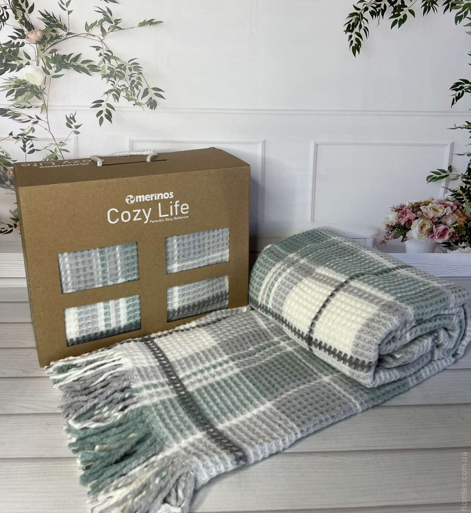 Плед хлопковый Merinos Cozy Life 180x220 см, Mint