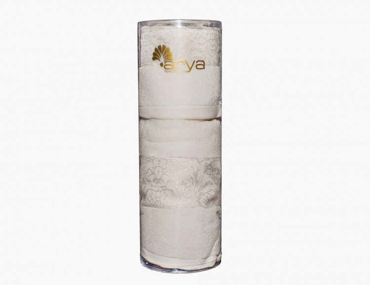 Набор полотенец Arya в тубе Jewel кремовый 30x50 см + 50х90 см