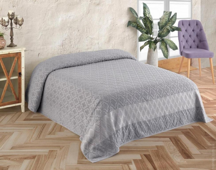 Простирадло махрова Uniko crown home 220x240 см Ромб світло-сіра
