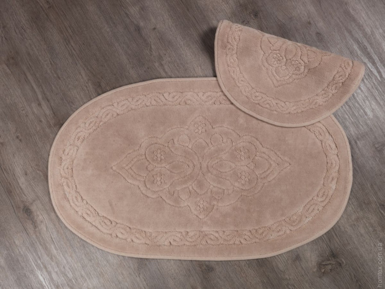 Набор овальных ковриков для ванной Maco Gala oval bej (50х60 см + 60х100 см)