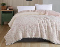 Муслиновое покрывало Moss Home 230x250 см Веточки крем - пудра