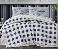 Набор First choice Softness Quilt Set WQ - 9060 Edmon Navy Blue евро с легким одеялом - покрывалом
