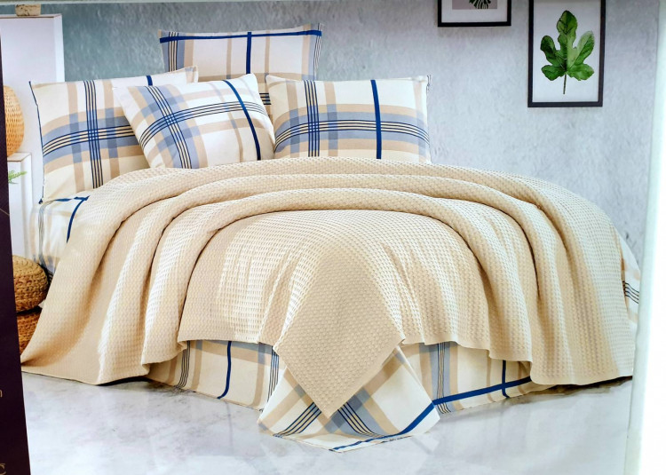 Комплект постельного белья с вафельным покрывалом 220x240 см Pike Set (ТМ Begenal) Wood