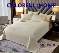 Покривало велюрове Colorful Home 210х240 см, модель СH - 1160-35, без наволочок, кремове
