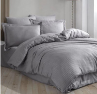 Постільна білизна Hobby Exclusive Sateen Diamond Cizgili сірий євро (простирадло 240x260 см)