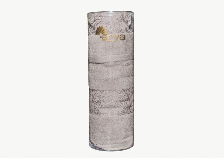 Набор полотенец Arya в тубе Jewel серый 30x50 см + 50х90 см