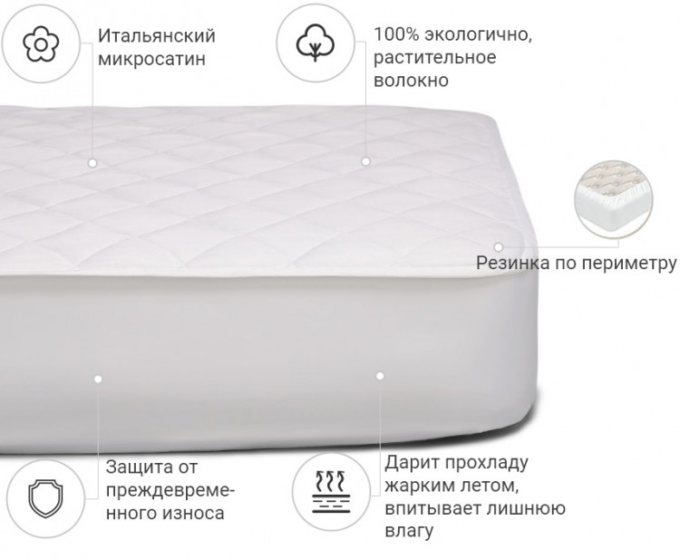 Наматрасник Mirson Стандарт Cotton 120x200 см, №261 (хлопковый с резинкой по периметру)