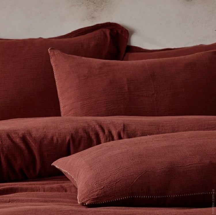 Постельное белье Buldans Agora burnt bordo бордовый евро 