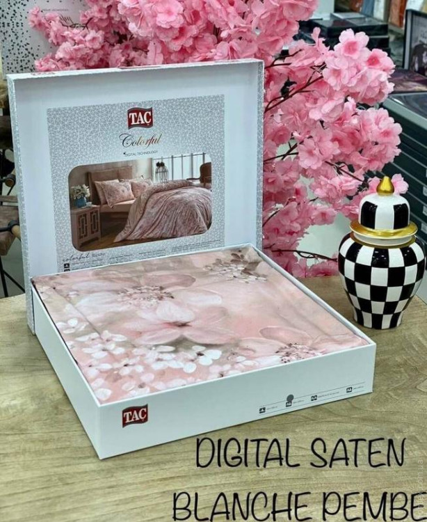 Постільна білизна TAC Digital Blanche pembe (рожева) полуторна