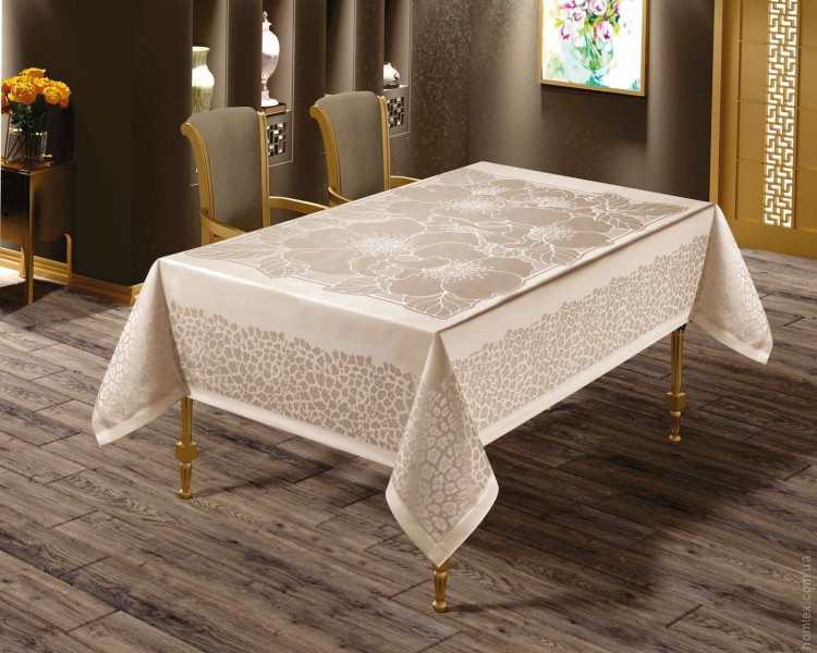 Скатертина Masali жаккардова 160х220 см модель 505 бежева