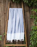 Полотенце пляжное Barine Pestemal Lino Indigo синее 95х160 см 