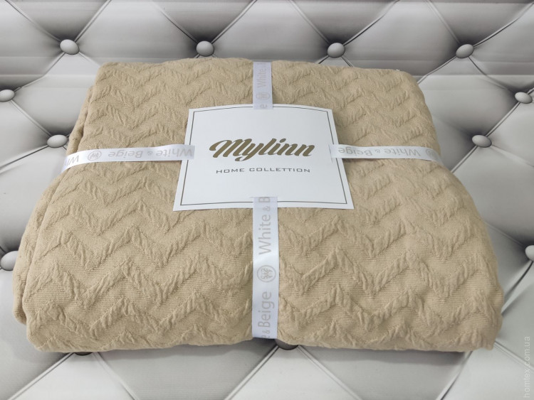 Бамбуковое пике - покрывало на кровать Mylinn Home 220x260 см горчичное