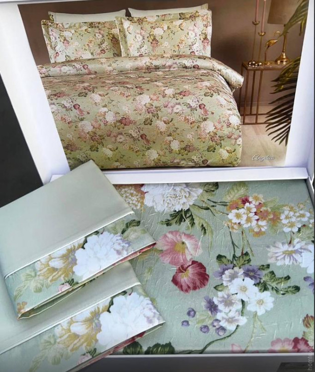 Постельное белье Tivolyo Home Angelica сатин - шелк евро 