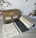 Плед хлопковый Merinos Cozy Life 180x220 см, Blue krem