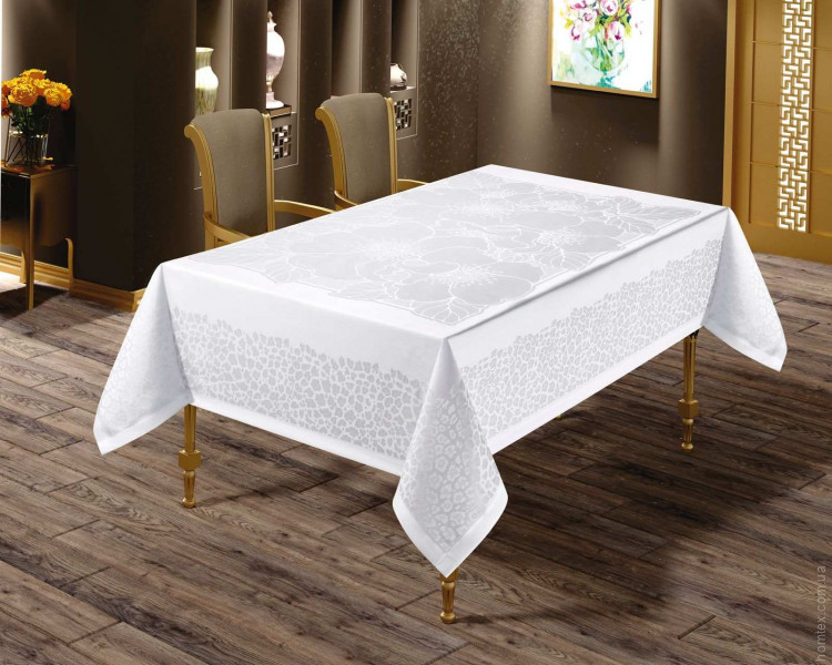 Скатертина Masali жаккардова 160х220 см модель 505 біла Скатертина Masali жаккардова 160х220 см модель 505 біла