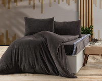 Велюровое постельное белье More Soft темно-серое евро