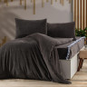Велюровое постельное белье More Soft темно-серое евро