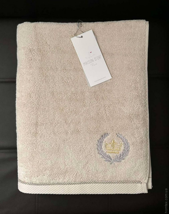 Полотенце махровое Maison D'or бежевое с вышивкой 85x150 см