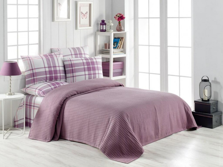 Комплект постельного белья с вафельным покрывалом 220x240 см Pike Set (ТМ Begenal) Still-02
