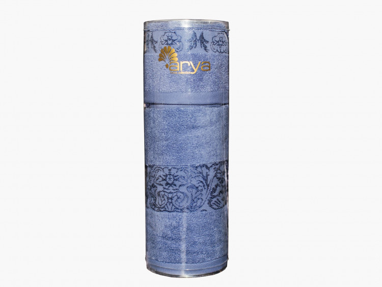Набор полотенец Arya в тубе Jewel темно-голубой 30x50 см + 50х90 см