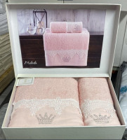 Набор махровых полотенец Do&Co Meleda pink 50x100 см + 75x150 см