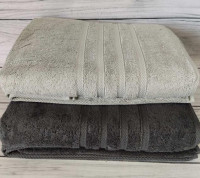 Набір махрових рушників Soft Cotton Boheme з 2 шт. (50х100 см + 85х150 см) темно-сірий