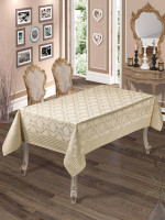 Скатертина Masali Damask жакардова 160х220 см бежева