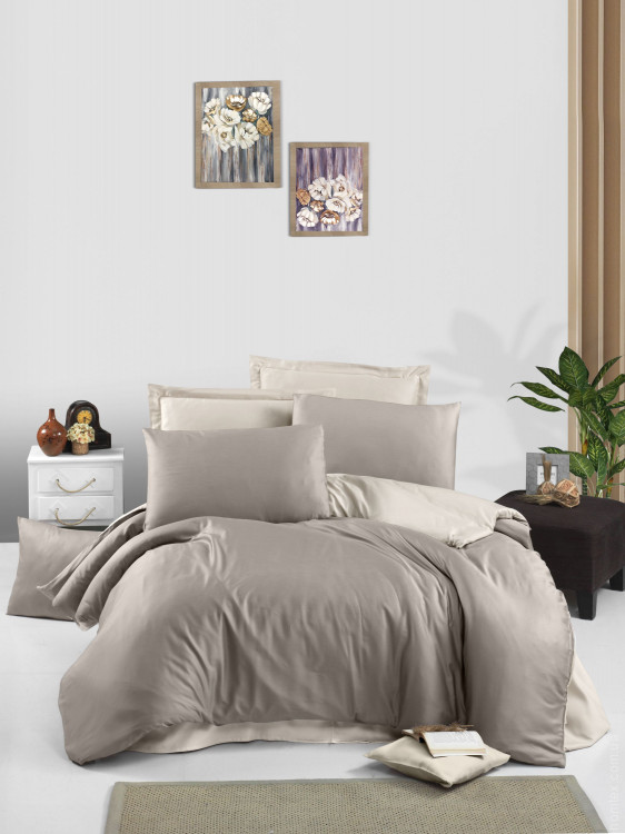 Постельное белье VICTORIA PLAIN Sateen Cappucino-Cream евро 