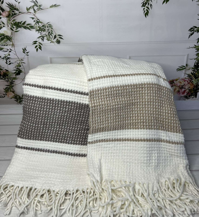 Плед хлопковый Merinos Cozy Life 180x220 см, Kahve krem (коричнево-кремовый)