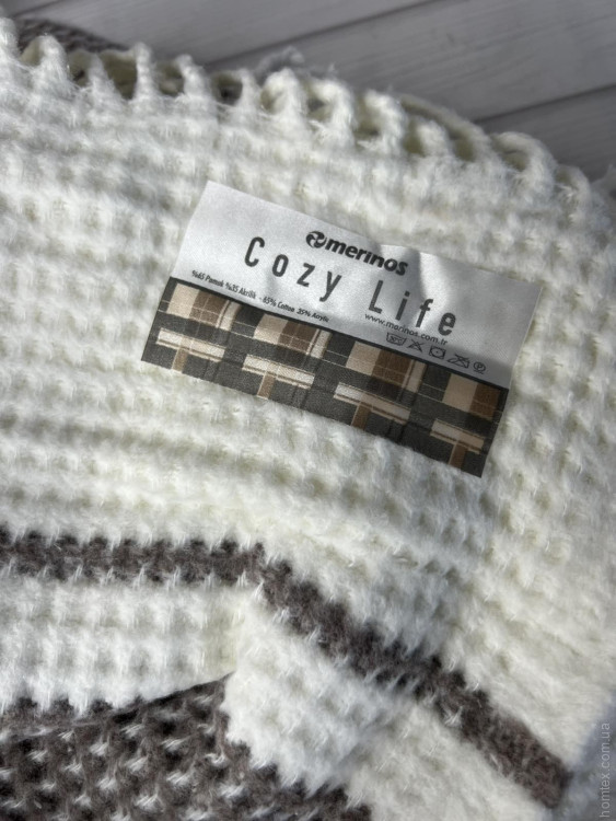 Плед хлопковый Merinos Cozy Life 180x220 см, Kahve krem (коричнево-кремовый)