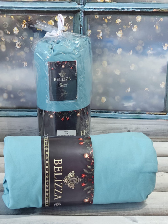 Простынь фланелевая Belizza P.yesil 180x200 + резинка c наволочками 50х70 см