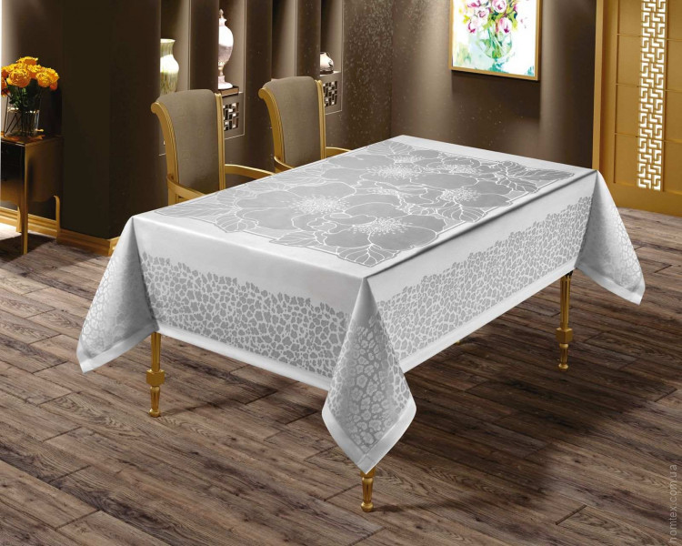 Скатертина Masali жаккардова 160х220 см модель 505 сіра
